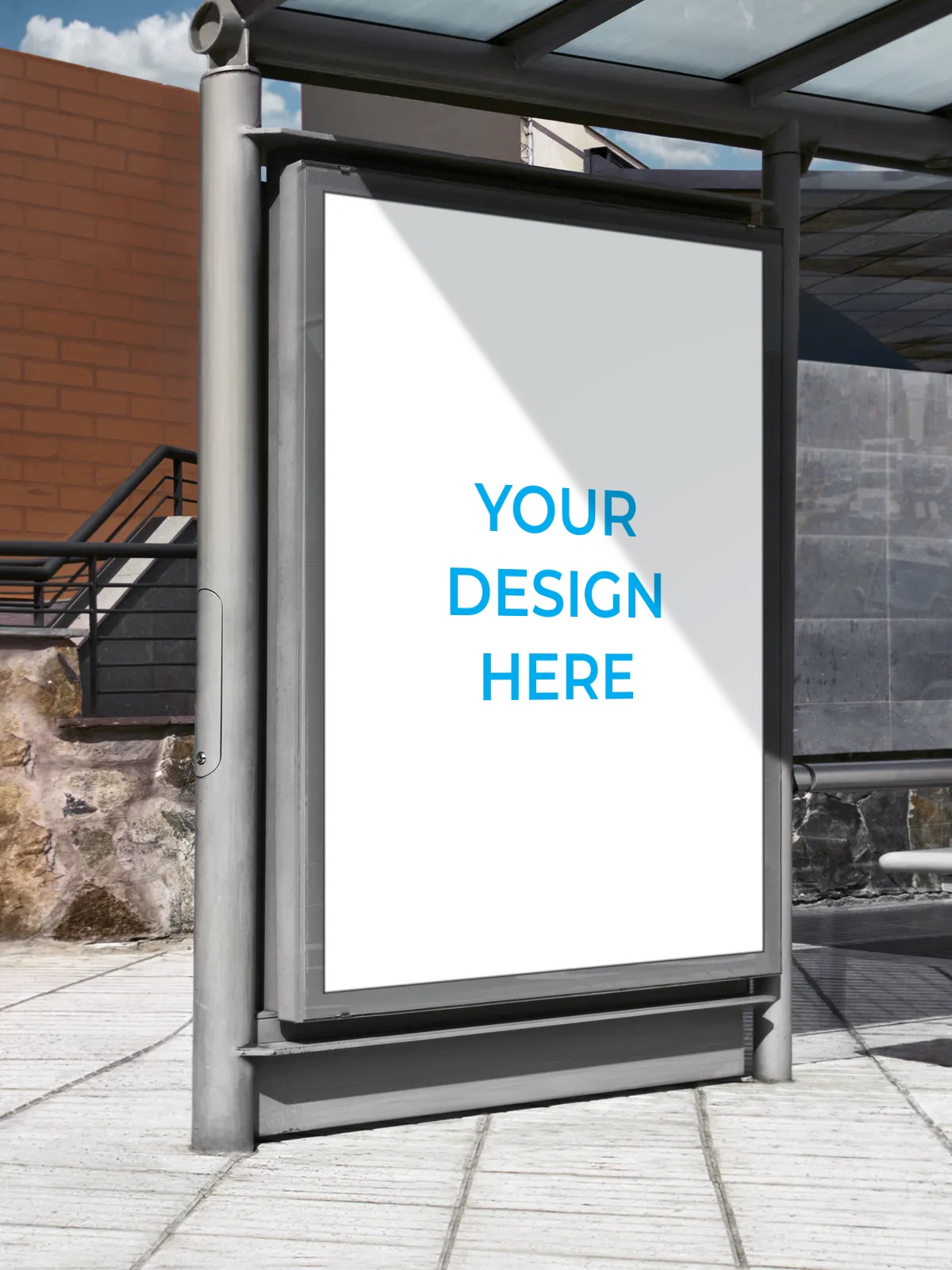 Free City light on the bus stop Mockup generator | Smartmockups