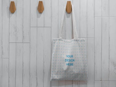Free Tote Bag Hanging On A Chair Mockup Generator Smartmockups