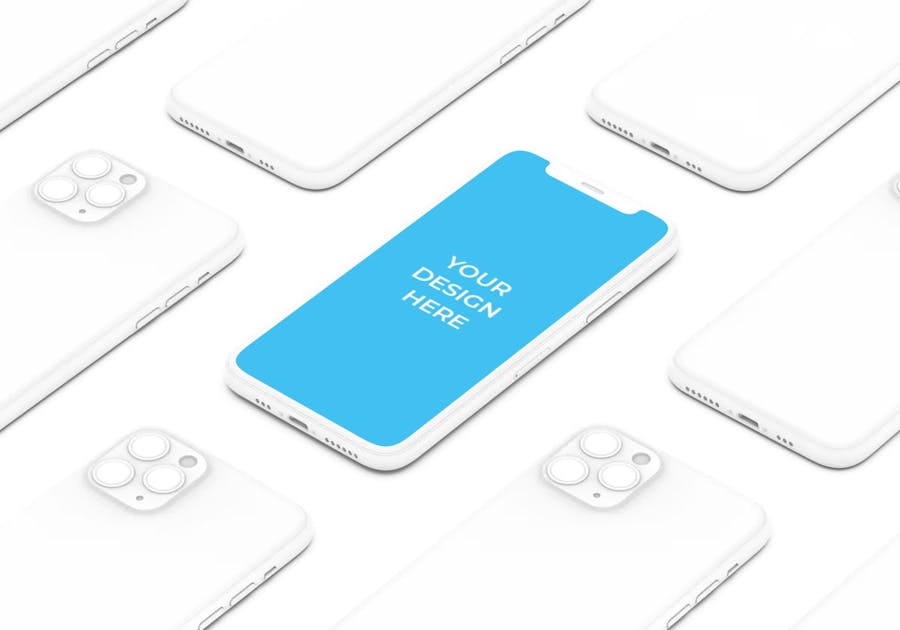 Download Free Clay iPhone 11 Pro with changeable color Mockup ...