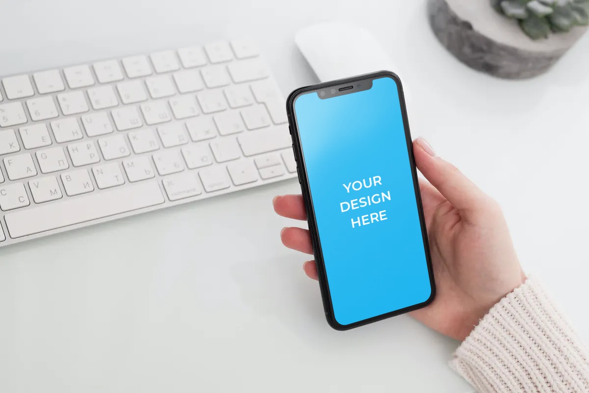 Download Free iPhone 11 Pro in the hand of a woman Mockup generator ...