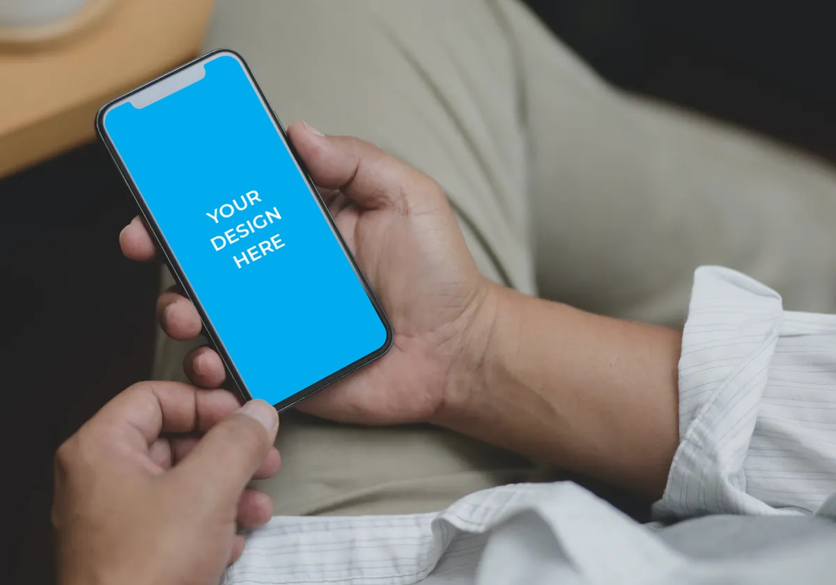 Download Free iPhone X in the hands Mockup generator | Smartmockups